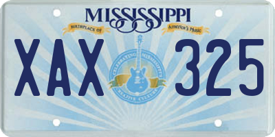MS license plate XAX325