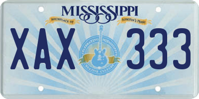 MS license plate XAX333