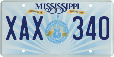 MS license plate XAX340
