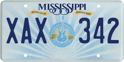 MS license plate XAX342