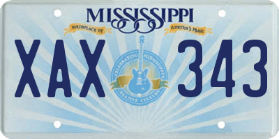 MS license plate XAX343