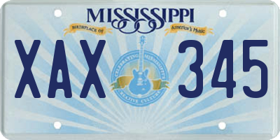 MS license plate XAX345