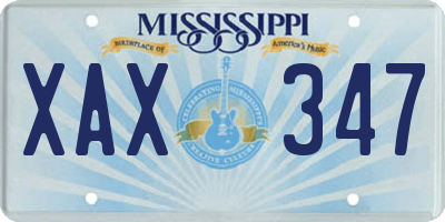 MS license plate XAX347