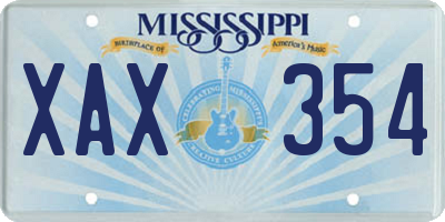 MS license plate XAX354