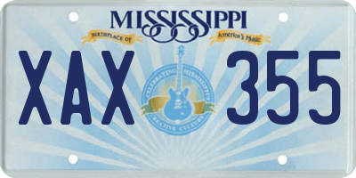 MS license plate XAX355