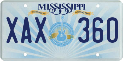 MS license plate XAX360