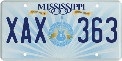 MS license plate XAX363