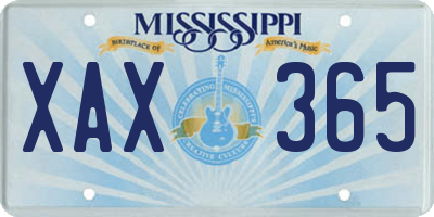 MS license plate XAX365