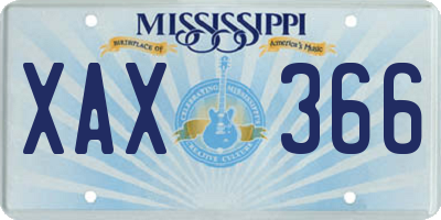 MS license plate XAX366