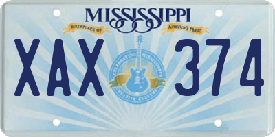 MS license plate XAX374