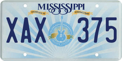 MS license plate XAX375