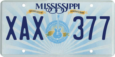MS license plate XAX377