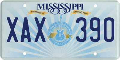 MS license plate XAX390