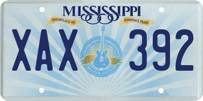 MS license plate XAX392