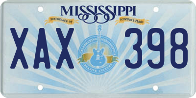 MS license plate XAX398