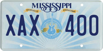 MS license plate XAX400