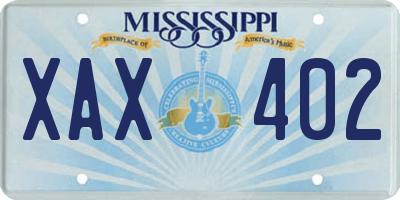 MS license plate XAX402
