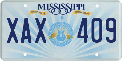 MS license plate XAX409