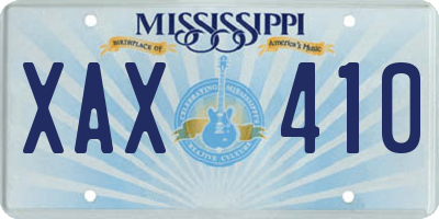 MS license plate XAX410