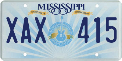 MS license plate XAX415