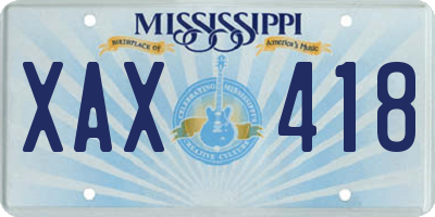 MS license plate XAX418