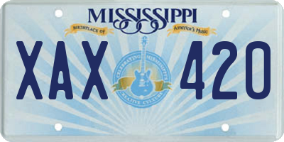 MS license plate XAX420