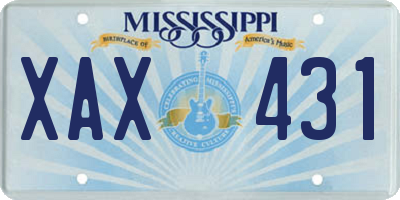 MS license plate XAX431