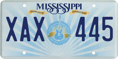 MS license plate XAX445