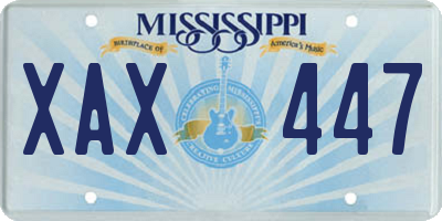 MS license plate XAX447