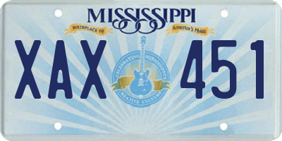 MS license plate XAX451