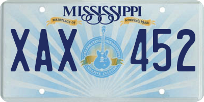 MS license plate XAX452