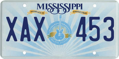 MS license plate XAX453