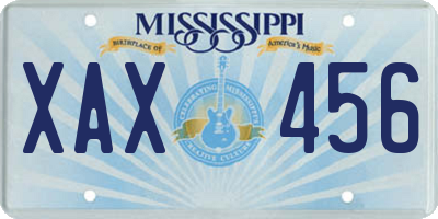 MS license plate XAX456