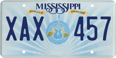 MS license plate XAX457