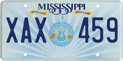 MS license plate XAX459