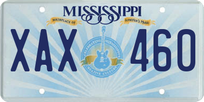 MS license plate XAX460