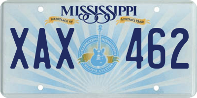 MS license plate XAX462