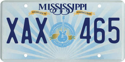 MS license plate XAX465