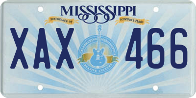 MS license plate XAX466