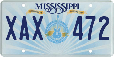 MS license plate XAX472