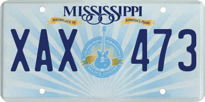 MS license plate XAX473