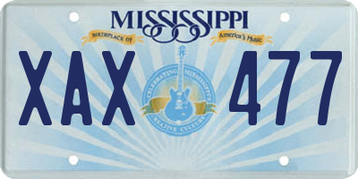 MS license plate XAX477