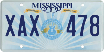 MS license plate XAX478