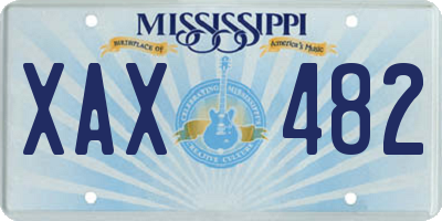 MS license plate XAX482
