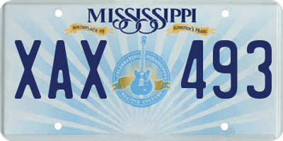 MS license plate XAX493