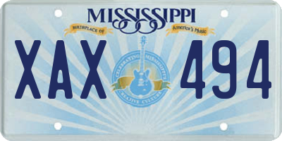 MS license plate XAX494