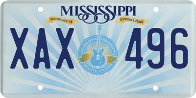 MS license plate XAX496