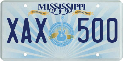 MS license plate XAX500