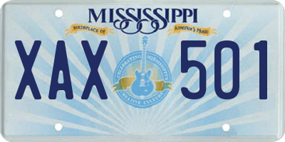 MS license plate XAX501