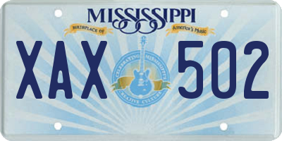 MS license plate XAX502